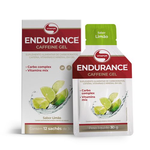 Endurance Caffeine gel - 12 sachês 30g limão - Vitafor