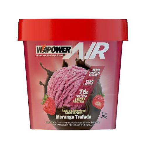 Pasta de Amendoim com Whey Protein Morango Trufado 280g - Vitapower