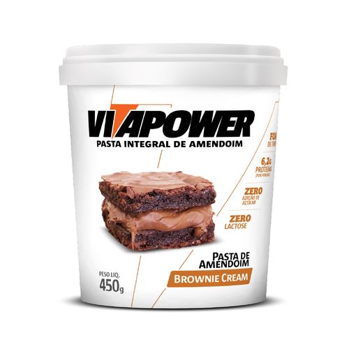 Pasta de Amendoim Gourmet Brownie e Cream 450g - Vitapower