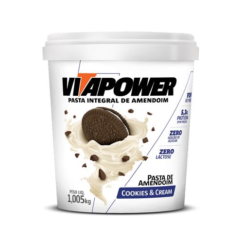 Pasta de Amendoim Gourmet Cookies e Cream 1.005g - Vitapower