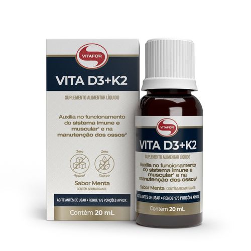 Vita D3 + K2 - 20ml menta - Vitafor