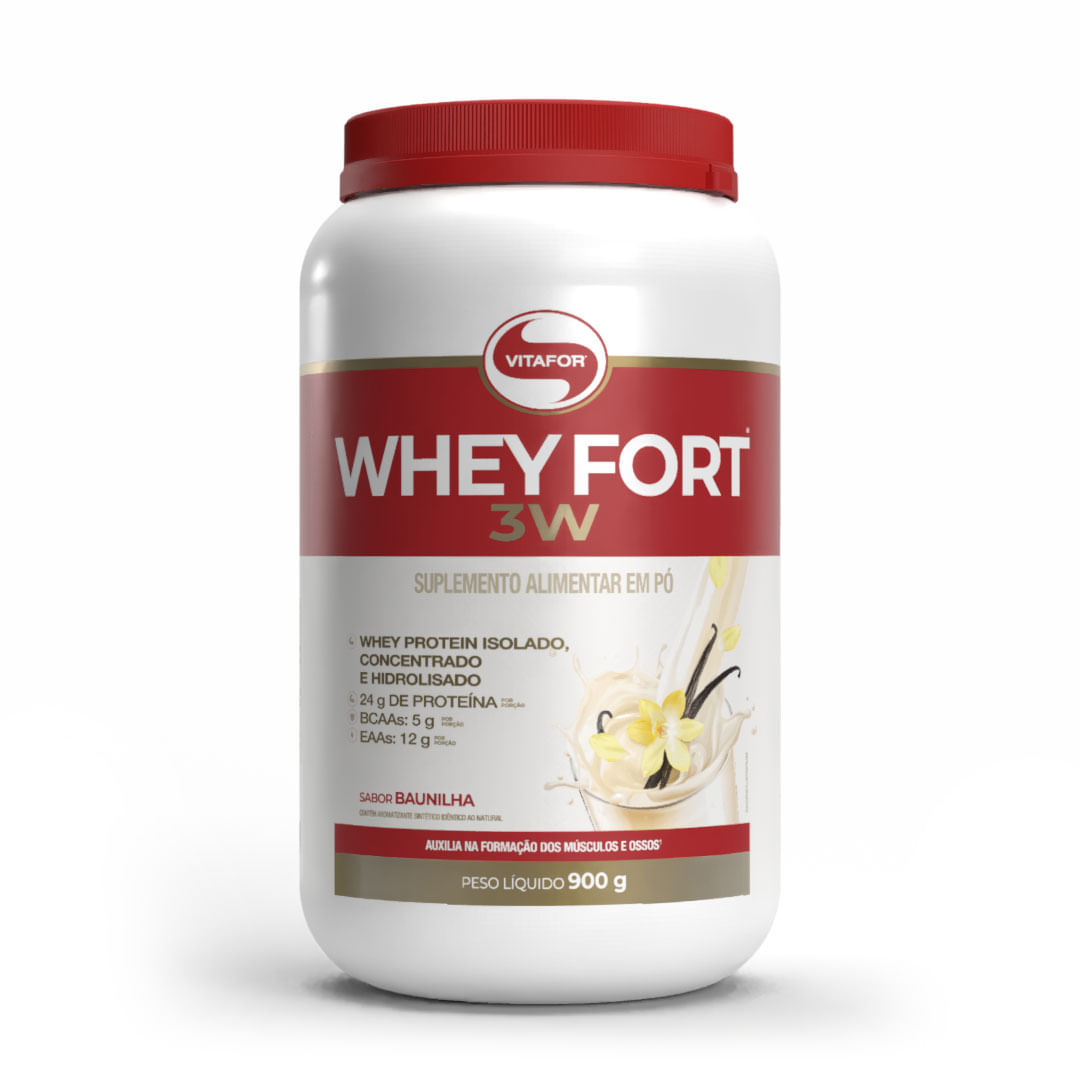 Embalagem do WHEY FORT® 3W Sabor Baunilha 900g