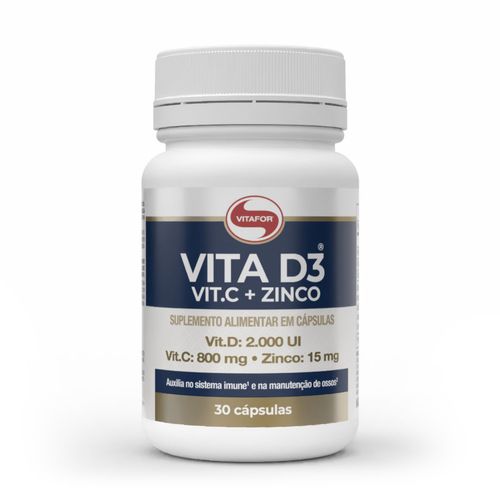 VITA D3®: Suplemento de Vitamina D3 + Zinco 30 Cápsulas